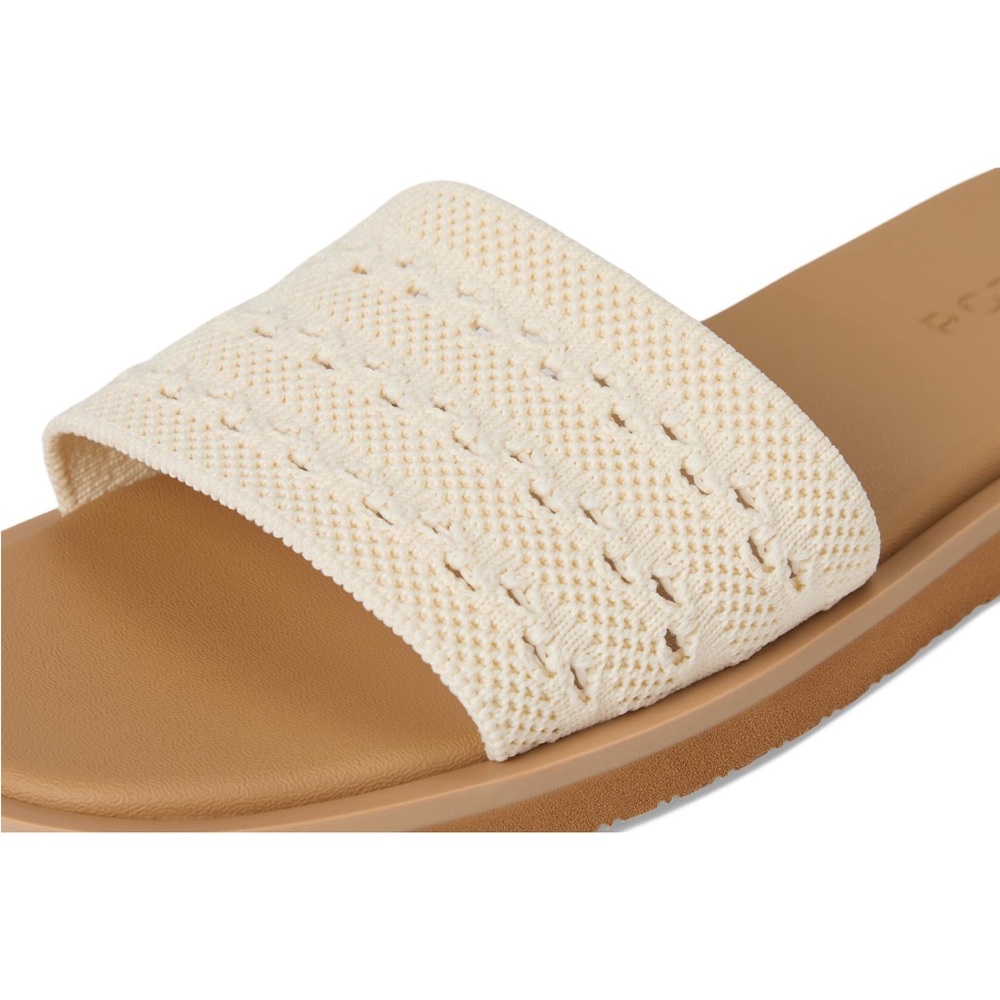 Rothy's Cream and Tan Slide Sandals